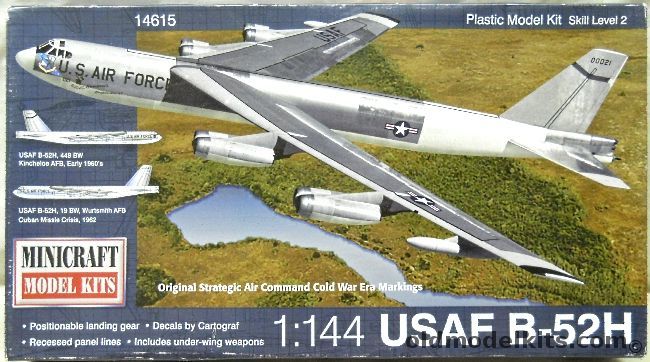 Minicraft 1/144 Boeing B-52H Stratofortress With NB-52 Conversion Balls 8 - with GMA-87A Skybolt / AGM-69 SRAM / AGM-28 Hound Dog / ADM-20 Quail Missiles - (ex-Crown), 14615 plastic model kit